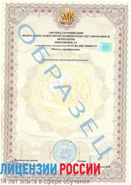 Образец сертификата соответствия (приложение) Нижнегорский Сертификат ISO 22000